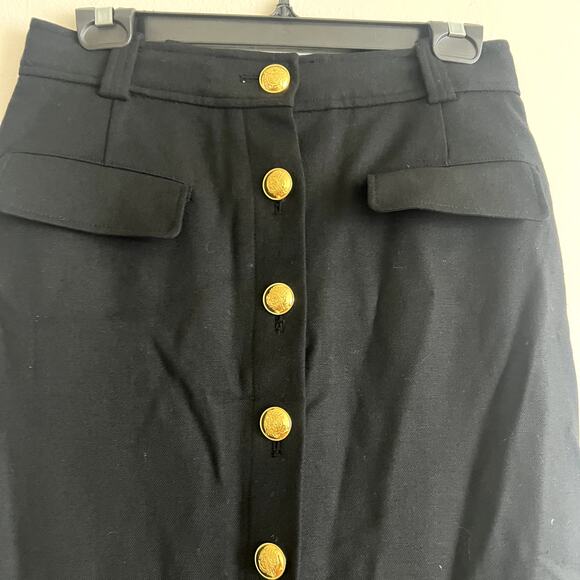 a.l.c. holmes skirt black gold buttons Size 8 viscose C3 - Picture 4 of 7